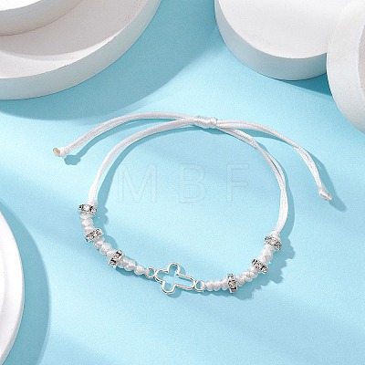 2Pcs Cross Alloy Link Bracelets BJEW-JB11527-1