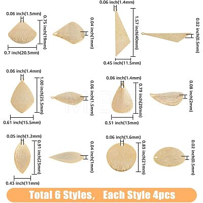 24Pcs 6 Style Brass Charms KK-FH0004-67-1