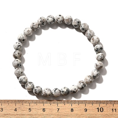 Natural Sesame Jasper/Kiwi Jasper Bead Stretch Bracelets BJEW-K212-A-033-1