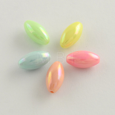 AB Color Plated Rice Acrylic Beads SACR-Q106-09-1