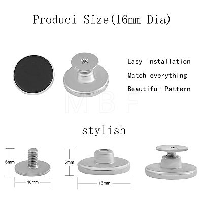 15 Sets 3 Styles Zinc Alloy Scalable & Removable Jean Button FIND-SZ0001-57-1
