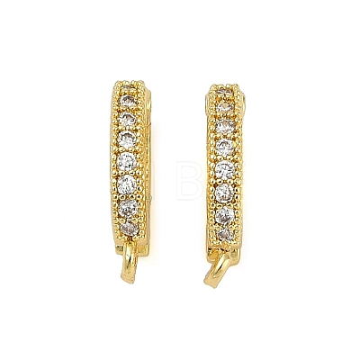 Oval Brass Micro Pave Clear Cubic Zirconia Fold Over Clasps KK-H202-12G-1