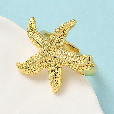Brass Cuff Rings for Women RJEW-A083-01G-1