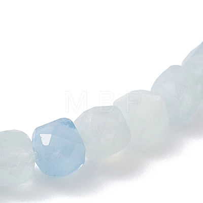 Natural Aquamarine Beaded Stretch Bracelets for Women BJEW-JB13335-02-1
