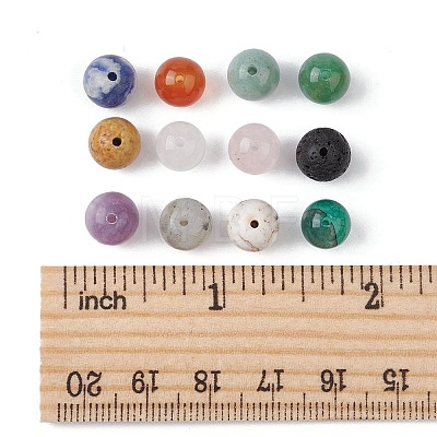 120Pcs 12 Styles Mixed Gemstone Round Beads G-FS0005-74-1