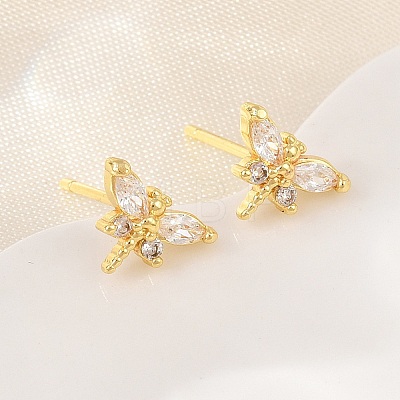 Brass Micro Pave Cubic Zirconia Stud Earrings for Women KK-A305-08G-02-1