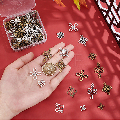   96Pcs 12 Styles Tibetan Style Alloy Connector Charms FIND-PH0005-94-1