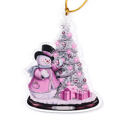 Acrylic Christmas Tree Pendant Decoration HJEW-Q010-01E-1