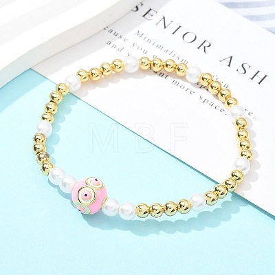 Brass Beaded Stretch Bracelets for Women BJEW-G736-03B-1