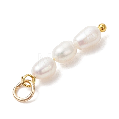 3Pcs 3 Styles Natural Cultured Freshwater Pearl Beaded Pendants PALLOY-JF05093-1