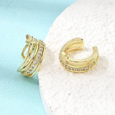 Brass Micro Pave Cubic Zirconia Cuff Earrings for Women CU-CBAE7DF-30G-1