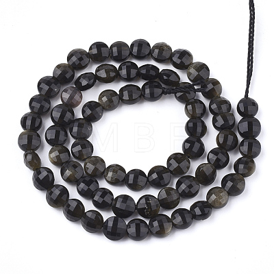 Natural Golden Sheen Obsidian Beads Strands G-T108-04-1