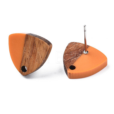 Resin & Walnut Wood Stud Earring Findings MAK-N032-023A-1