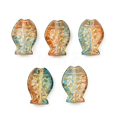 Electroplate and Golden Metal Enlaced Glass Beads EGLA-T029-01G-1