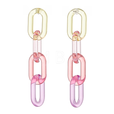 3Pair 3 Colors Candy Color Acrylic Cable Chain Tassel Dangle Stud Earrings for Women EJEW-JE04768-1