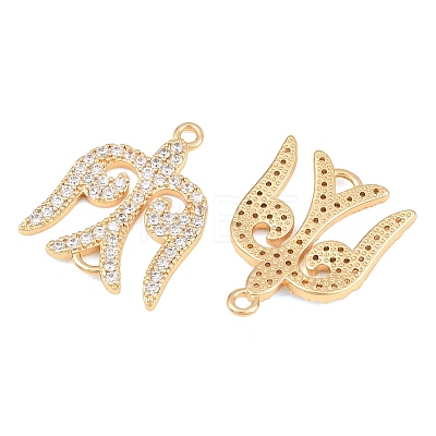 Brass Micro Pave Clear Cubic Zirconia Connector Charms CU-CBA7BFE-03B-G-1