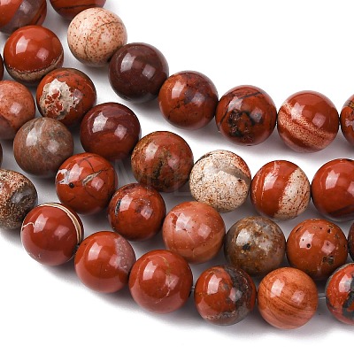 Natural Red Jasper Bead Strands G-R193-11-8mm-1