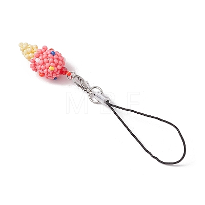 Glass Beaded Ice Cream Pendant Decorations HJEW-MZ00179-01-1