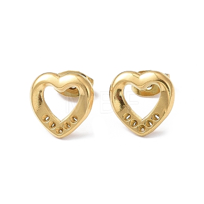 Ion Plating(IP) 304 Stainless Steel Hollow Out Heart Stud Earring Finding EJEW-I285-08G-1