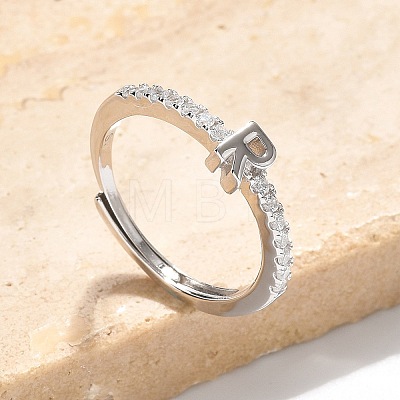 S925 Sterling Silver Adjustable Letter Rings for Women RJEW-M068-01P-R-1