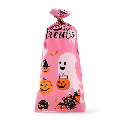 50Pcs Halloween Theme Rectangle Plastic Cookies Bags ABAG-H113-03B-1