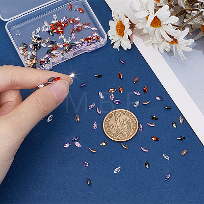 180Pcs 6 Colors Cubic Zirconia Pointed Back Cabochons ZIRC-PH0001-44-1