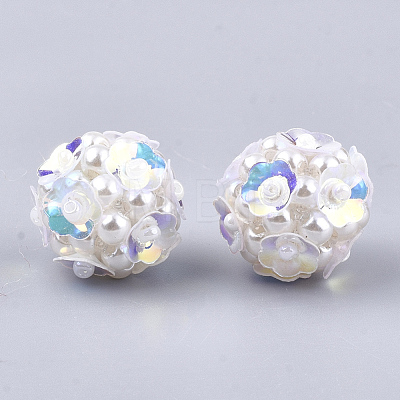 ABS Plastic Imitation Pearl Woven Beads FIND-T044-34B-02-1