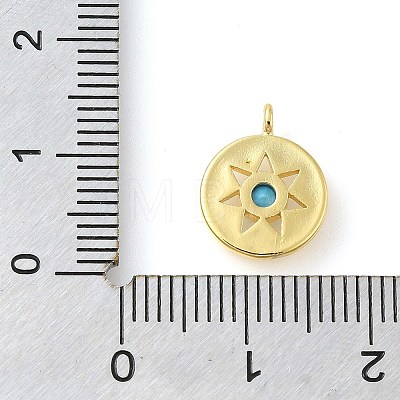 Flat Round Rack Plating Brass Micro Pave Cubic Zirconia Pendants Charms KK-S396-23-1