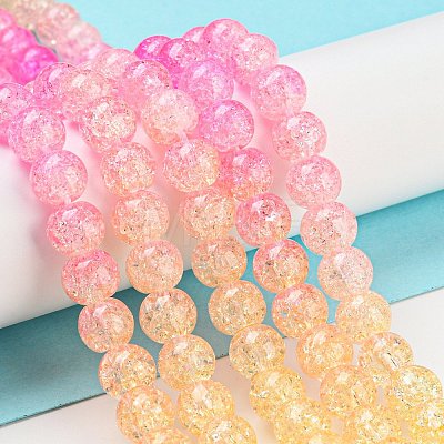 Spray Painted Crackle Glass Beads Strands DGLA-C002-8mm-01-1