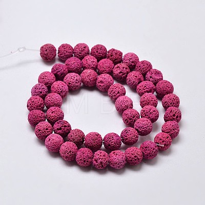 Natural Lava Rock Round Bead Strands G-I124-6mm-05-1