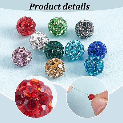   60Pcs 10 Colors Polymer Clay Rhinestone Beads RB-PH0001-36-1