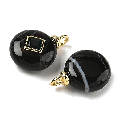 Natural Black Banded Agate Pendants G-H328-08G-D20-1