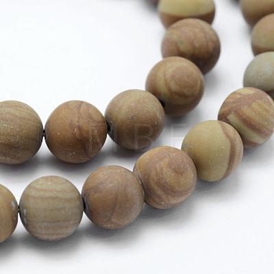 Natural Wood Lace Stone Beads Strands G-F518-21-8mm-1