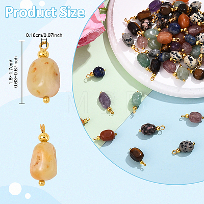 10Pcs Nuggets Natural Tiger Eye Pendants PALLOY-YW00114-01-1