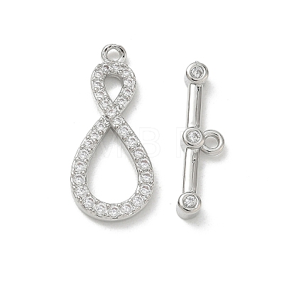 Brass Micro Pave Clear Cubic Zirconia Toggle Clasps CU-CBAC675-05P-1