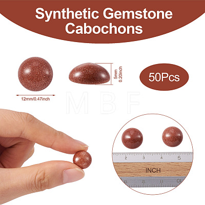 Synthetic Goldstone Cabochons G-R416-12mm-47-1