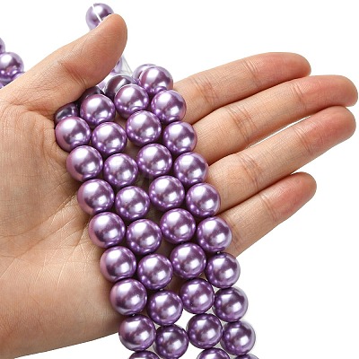 Eco-Friendly Dyed Glass Pearl Round Beads Strands HY-A002-12mm-RB056-1