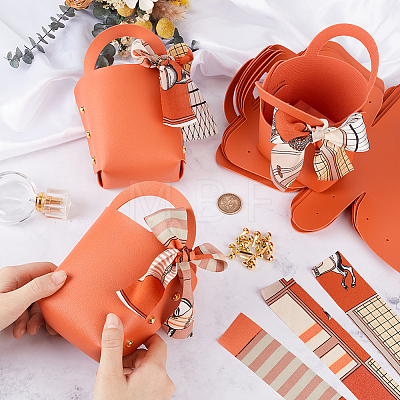 10 Bags PU Leather Wedding Candy Tote Boxes CON-CL0001-20B-1