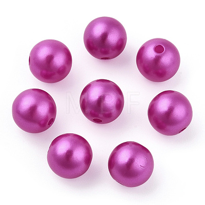 Spray Painted ABS Plastic Imitation Pearl Beads OACR-T015-05C-14-1