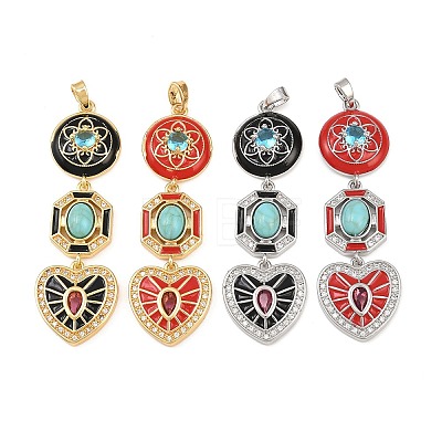 Brass Micro Pave Clear Cubic Zirconia Pendants KK-K412-01-1