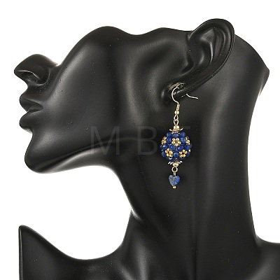Glass & Dyed Natural Malaysia Jade & Lapis Lazuli Dangle Earrings EJEW-MZ00814-03-1