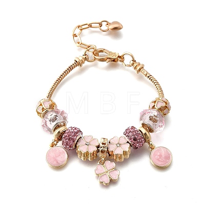 Alloy Enamel European Beads Charm Bracelets BJEW-F495-01G-1