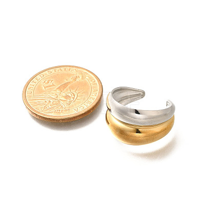 304 Stainless Steel Open Cuff Rings for Unisex RJEW-R010-06G&S-1
