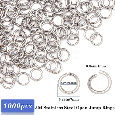 304 1000pcs Stainless Steel Open Jump Rings STAS-SP0001-71D-1