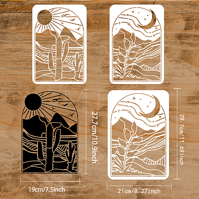 2Pcs 2 Styles PET Hollow Out Drawing Painting Stencils Sets DIY-WH0383-0096-1