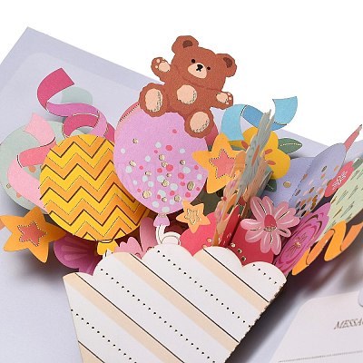 Rectangle 3D Pop-Up Bouquet Paper Greeting Card TH-K001-02C-1