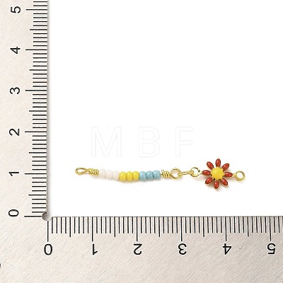 Glass Seed Beads Flower Links Connector Charms KK-M266-10G-1