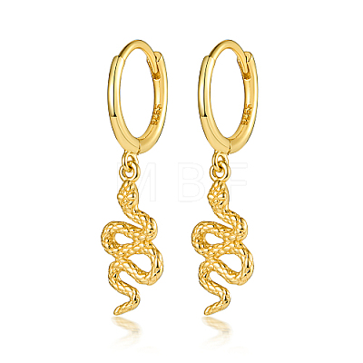 925 Sterling Silver Snake Dangle Hoop Earrings YL4758-2-1