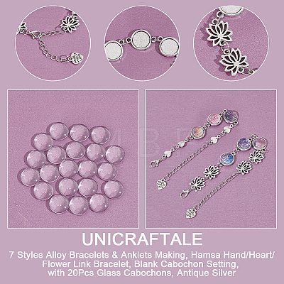Unicraftale 7Pcs 7 Styles Alloy Bracelets & Anklets Making MAK-UN0001-46-1