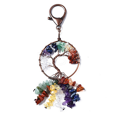 Natural Mixed Gemstone Keychain Clasps G-S274-08-1